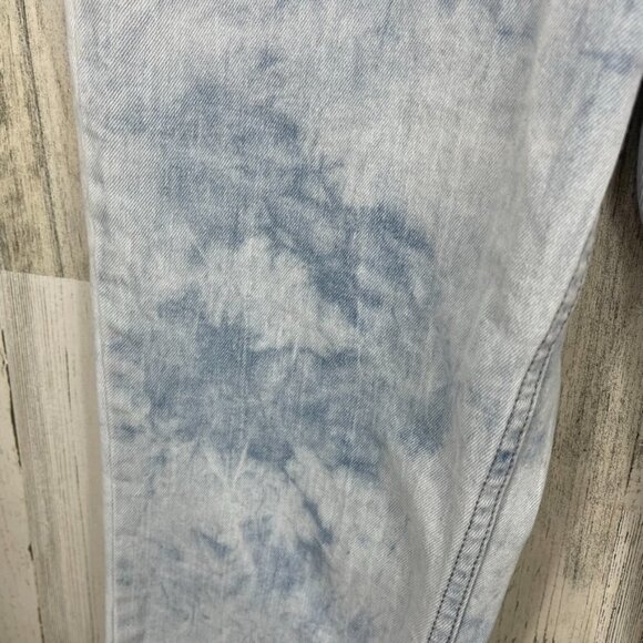 Calvin Klein High Rise Straight denim jeans bleached tie dye raw hem distressed - Picture 5 of 12